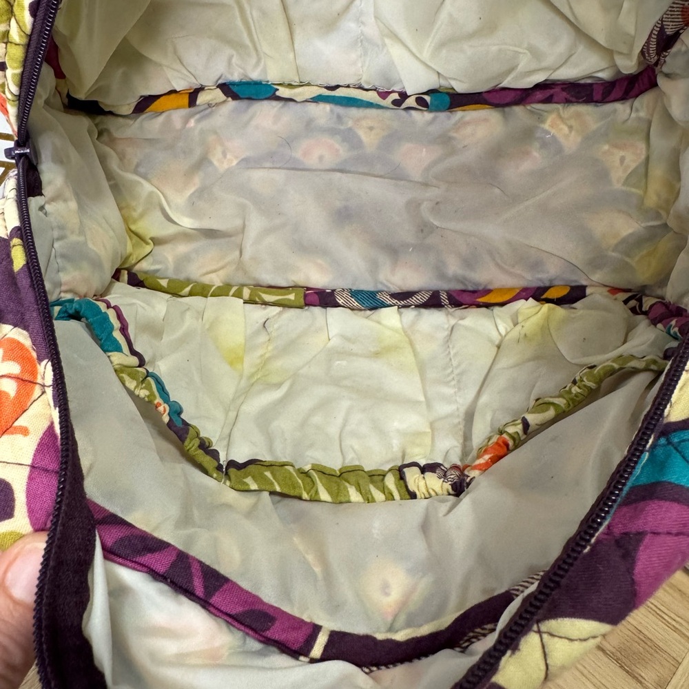 Vera Bradley Quilted Travel Cosmetic Case in Purple, Green, Teal, Yellow, Orange - Picture 6 of 8
